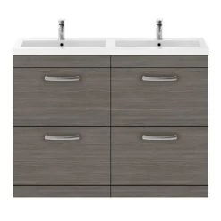 Brooklyn 1205mm Grey Avola Double Basin 4 Drawer Vanity Unit -Bathroom Furniture Sale DBFS12GA4D d3 460