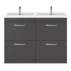 Brooklyn 1205mm Gloss Grey Double Basin 4 Drawer Vanity Unit -Bathroom Furniture Sale DBFS12GG4D d3 460