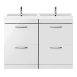 Brooklyn 1205mm Gloss White Double Basin 4 Drawer Vanity Unit 7 Brooklyn 1205mm Gloss White Double Basin 4 Drawer Vanity Unit -Bathroom Furniture Sale DBFS12W4D d4 460