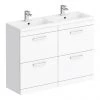 Brooklyn 1205mm Gloss White Double Basin 4 Drawer Vanity Unit