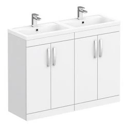 Brooklyn 1205mm White Gloss Double Basin Vanity Unit
