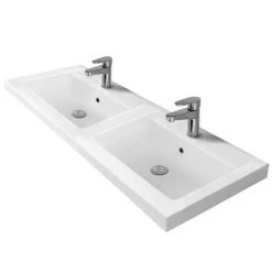 Brooklyn 1205mm White Gloss Wall Hung Double Basin Vanity Unit -Bathroom Furniture Sale DBWH12WHT d2 460