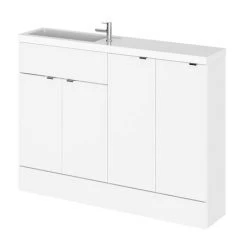 Hudson Reed 1200mm Gloss White Compact Combination Unit (600 Vanity, 300 Base Unit x 2)