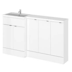 Hudson Reed Fusion 1500mm Gloss White Combination Unit (600 Vanity + 300 Base Unit x 3)
