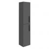 Brooklyn Gloss Grey Wall Hung Tall Storage Cabinet with Matt Black Handles