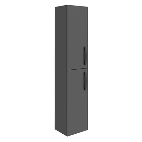 Brooklyn Gloss Grey Wall Hung Tall Storage Cabinet with Matt Black Handles 1 Brooklyn Gloss Grey Wall Hung Tall Storage Cabinet with Matt Black Handles