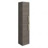 Brooklyn Grey Avola Wall Hung Tall Storage Cabinet with Brushed Brass Handles