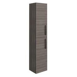 Brooklyn Grey Avola Wall Hung Tall Storage Cabinet with Matt Black Handles