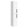 Brooklyn Gloss White Wall Hung Tall Storage Cabinet with Matt Black Handles