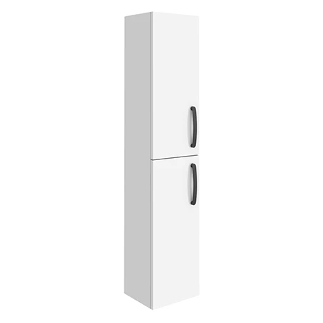 Brooklyn Gloss White Wall Hung Tall Storage Cabinet with Matt Black Handles 1 Brooklyn Gloss White Wall Hung Tall Storage Cabinet with Matt Black Handles