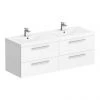 Hudson Reed 1440mm Gloss White Quartet Double Basin Vanity Unit