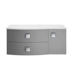 Hudson Reed Sarenna Wall Hung Countertop Vanity Unit - Dove Grey - 1000mm with White Marble Top