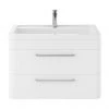 Hudson Reed Solar 800mm Wall Hung Cabinet & Basin - Pure White - SOL104
