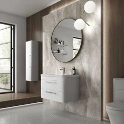 Hudson Reed Solar 800mm Wall Hung Cabinet & Basin - Pure White - SOL104 -Bathroom Furniture Sale SOL104 d2 460