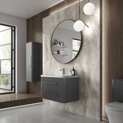 Hudson Reed Solar 800mm Wall Hung Cabinet & Basin - Cool Grey - SOL204 -Bathroom Furniture Sale SOL204 d2 460