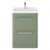 Hudson Reed Solar 600mm Floor Standing Cabinet & Basin - Matt Fern Green - SOL801