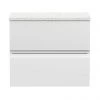 Hudson Reed Urban 600mm Satin White Vanity Unit - Wall Hung 2 Drawer Unit with White Worktop