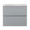 Hudson Reed Urban 600mm Satin Grey Vanity Unit - Wall Hung 2 Drawer Unit with Grey Worktop