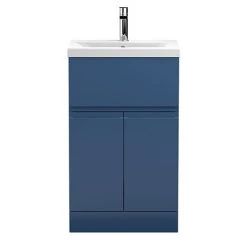 Hudson Reed Urban Satin Blue 500mm Floor Standing 2-Door/Drawer Vanity Unit - URB301A
