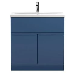 Hudson Reed Urban Satin Blue 800mm Floor Standing 2-Door/Drawer Vanity Unit - URB305A